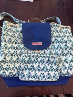 Vineyard Vines Blue, White & Teal Patterned Tote